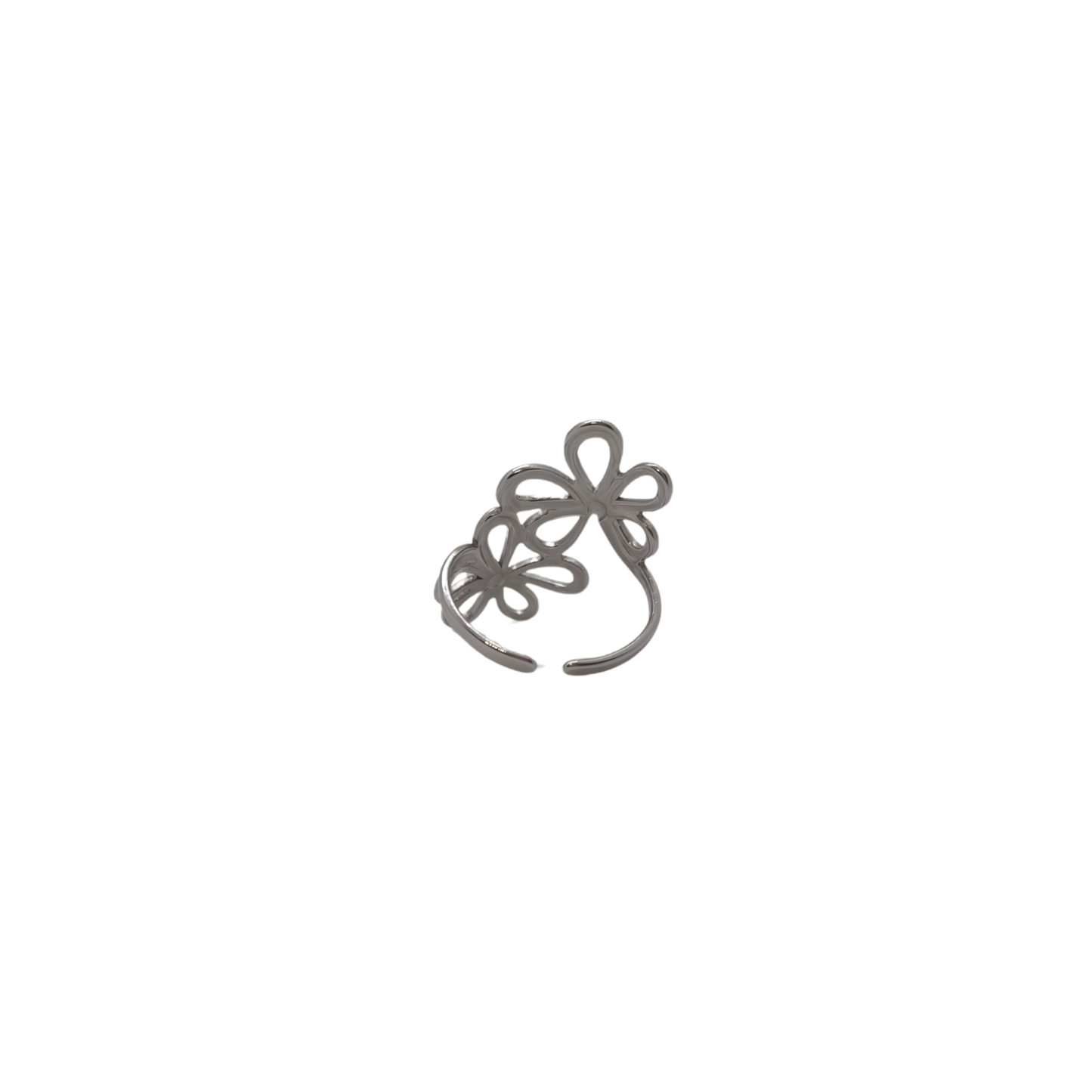 Anillo Ajustable Acero Inoxidable Flores