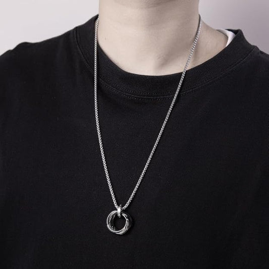 Collar Hombre Dije Redondo Acero Titanio