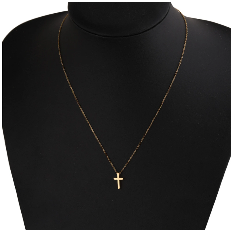 Collar Dije Cruz Grande Acero Inoxidable