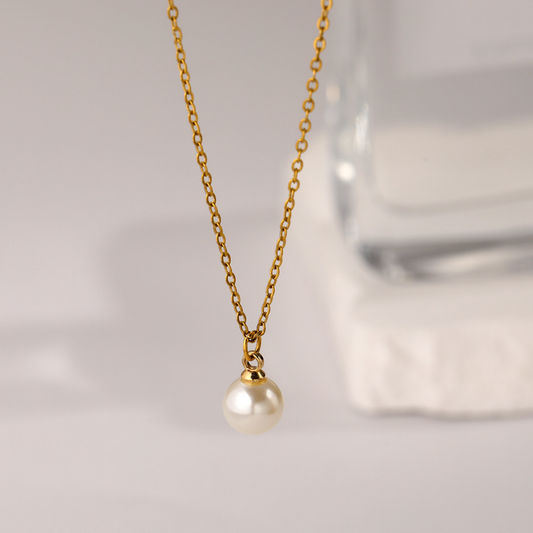 Collar Dije Perla Acero Titanio