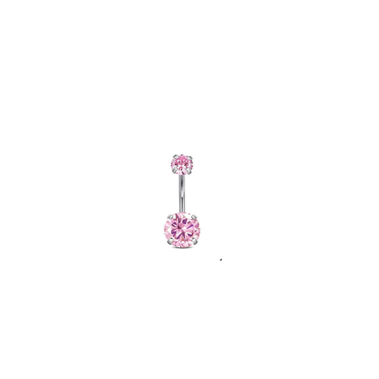Piercing Ombligo Rosado Acero Inoxidable