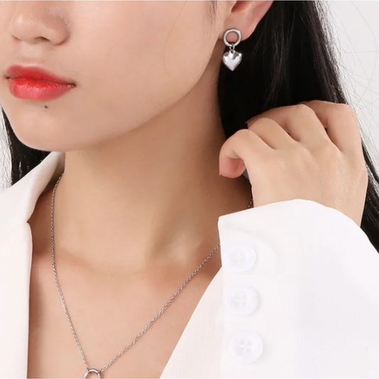 Pendientes Corazón Acero Titanio