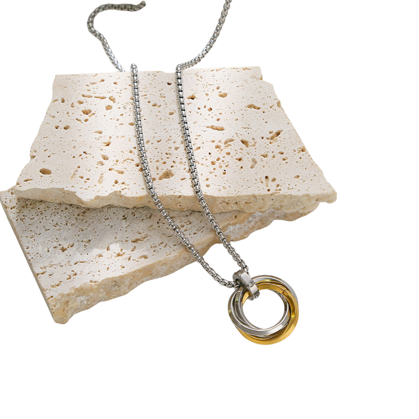 Collar Hombre Dije Redondo Acero Titanio