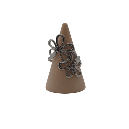Anillo Ajustable Acero Inoxidable Flores