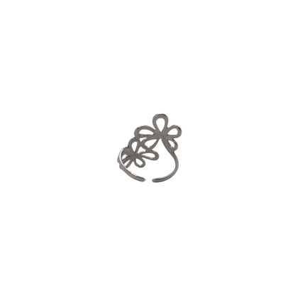 Anillo Ajustable Acero Inoxidable Flores