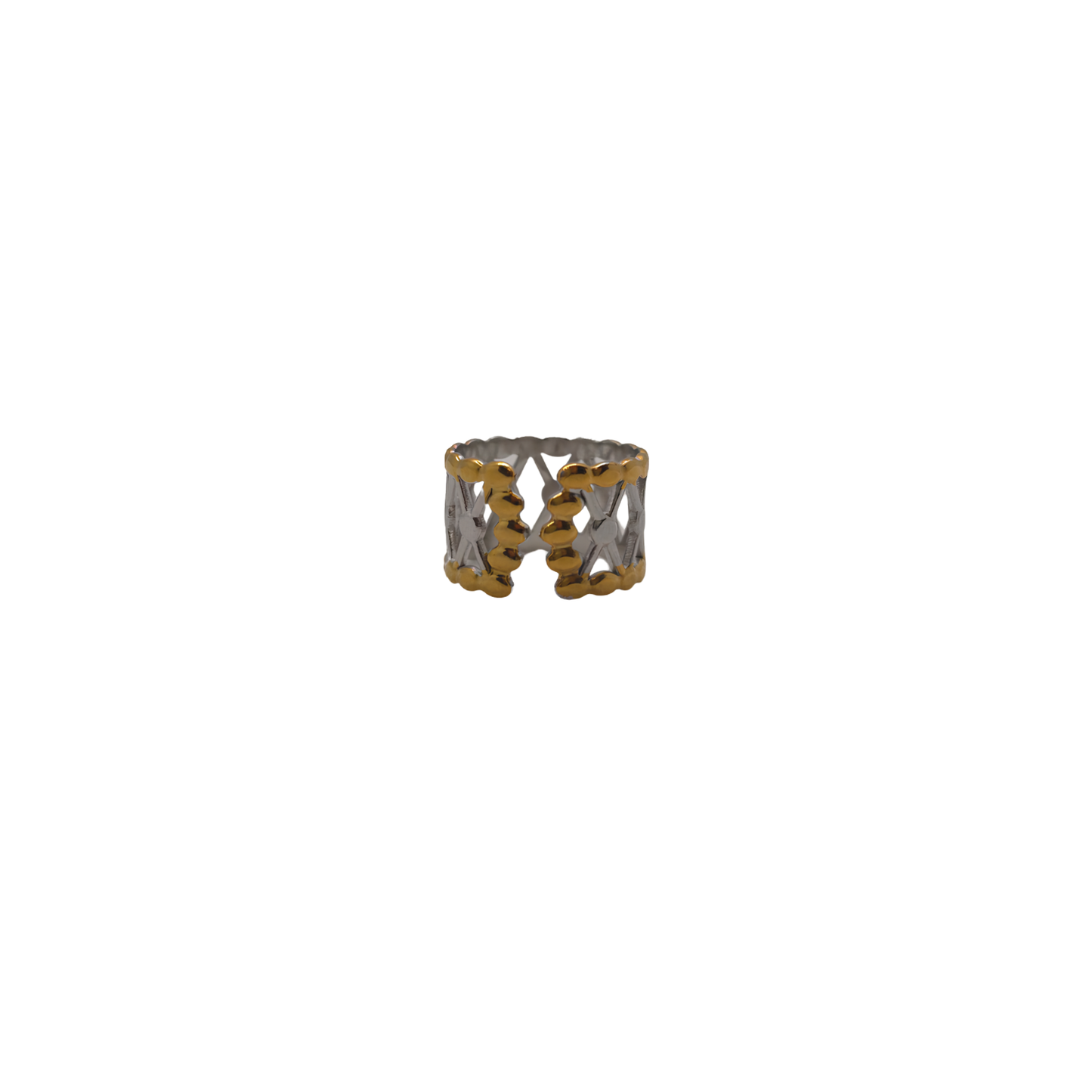 Anillo Ajustable Acero Inoxidable Geometrico