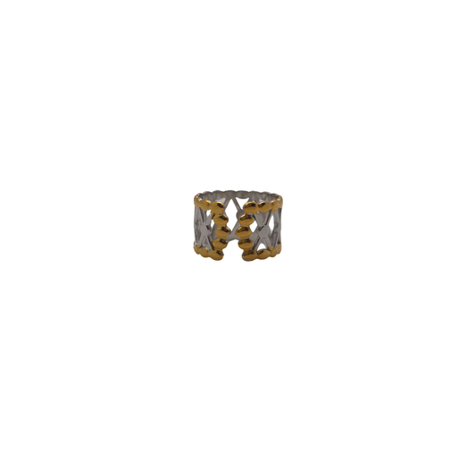 Anillo Ajustable Acero Inoxidable Geometrico