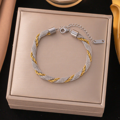 Pulsera Entrelazada Bitono Acero Titanio