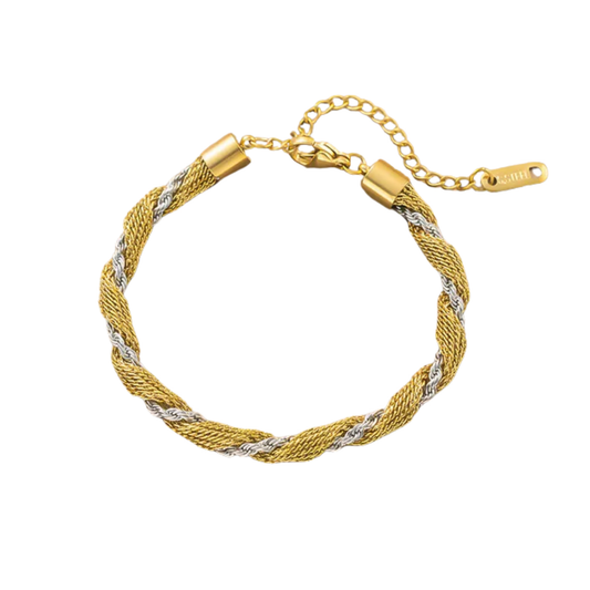 Pulsera Entrelazada Bitono Acero Titanio