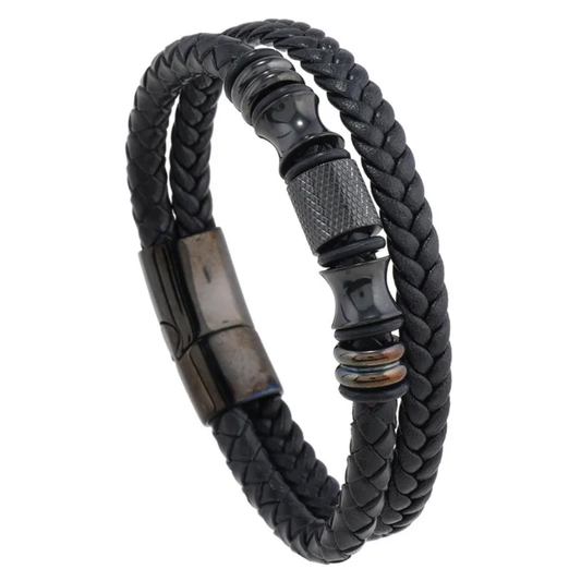Pulsera Hombre Dijes Sencillos Cuero Sintético