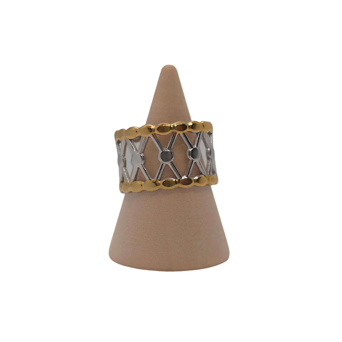 Anillo Ajustable Acero Inoxidable Geometrico
