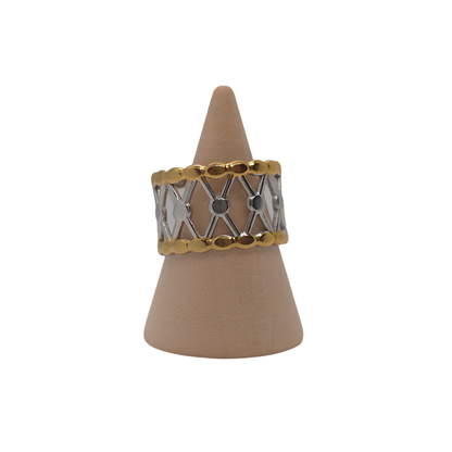 Anillo Ajustable Acero Inoxidable Geometrico