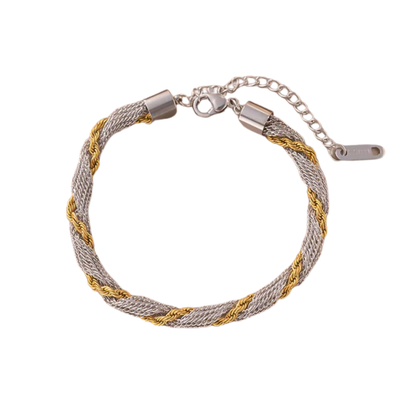 Pulsera Entrelazada Bitono Acero Titanio