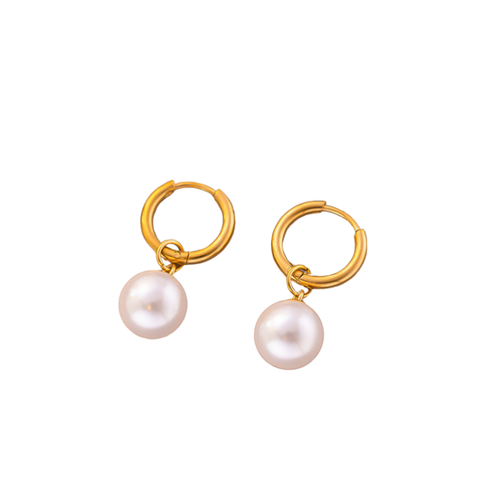 Argollas Pequeñas Perlas Acero Titanio