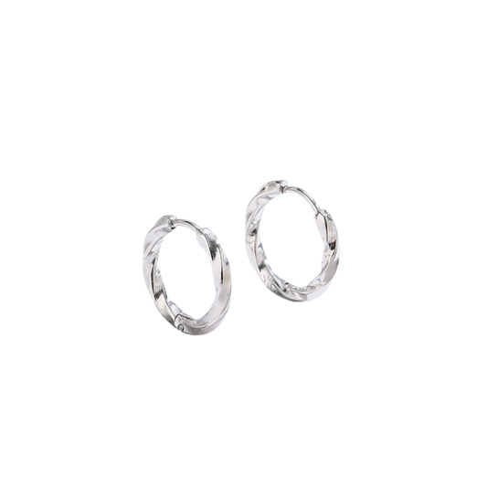 Argollas Pequeñas Twist Acero Titanio