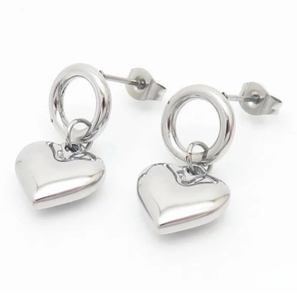 Pendientes Corazón Acero Titanio