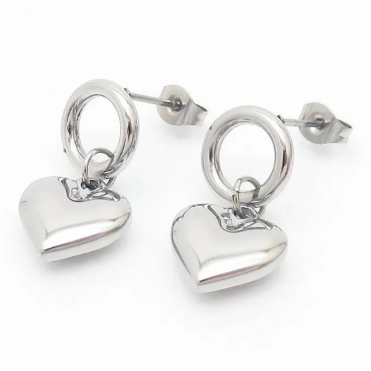Pendientes Corazón Acero Titanio