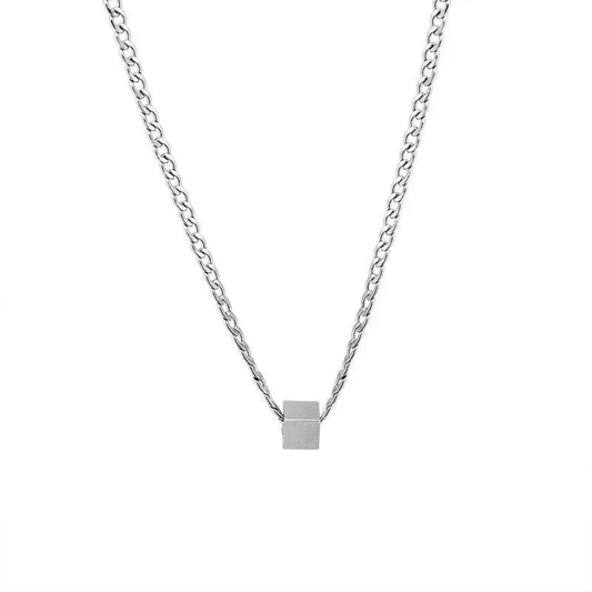 Collar Hombre Dije Cuadrado Acero Inoxidable