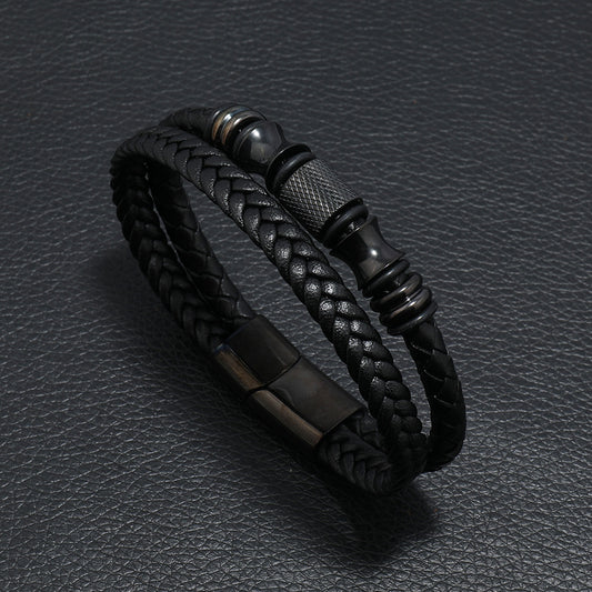 Pulsera Hombre Dijes Sencillos Cuero Sintético