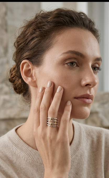 Anillo Ajustable Acero Inoxidable Cruzado