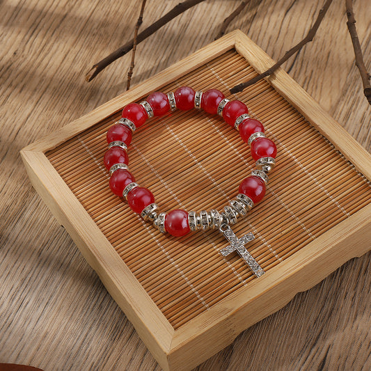 Pulsera Religiosa Cuencas Vidrio