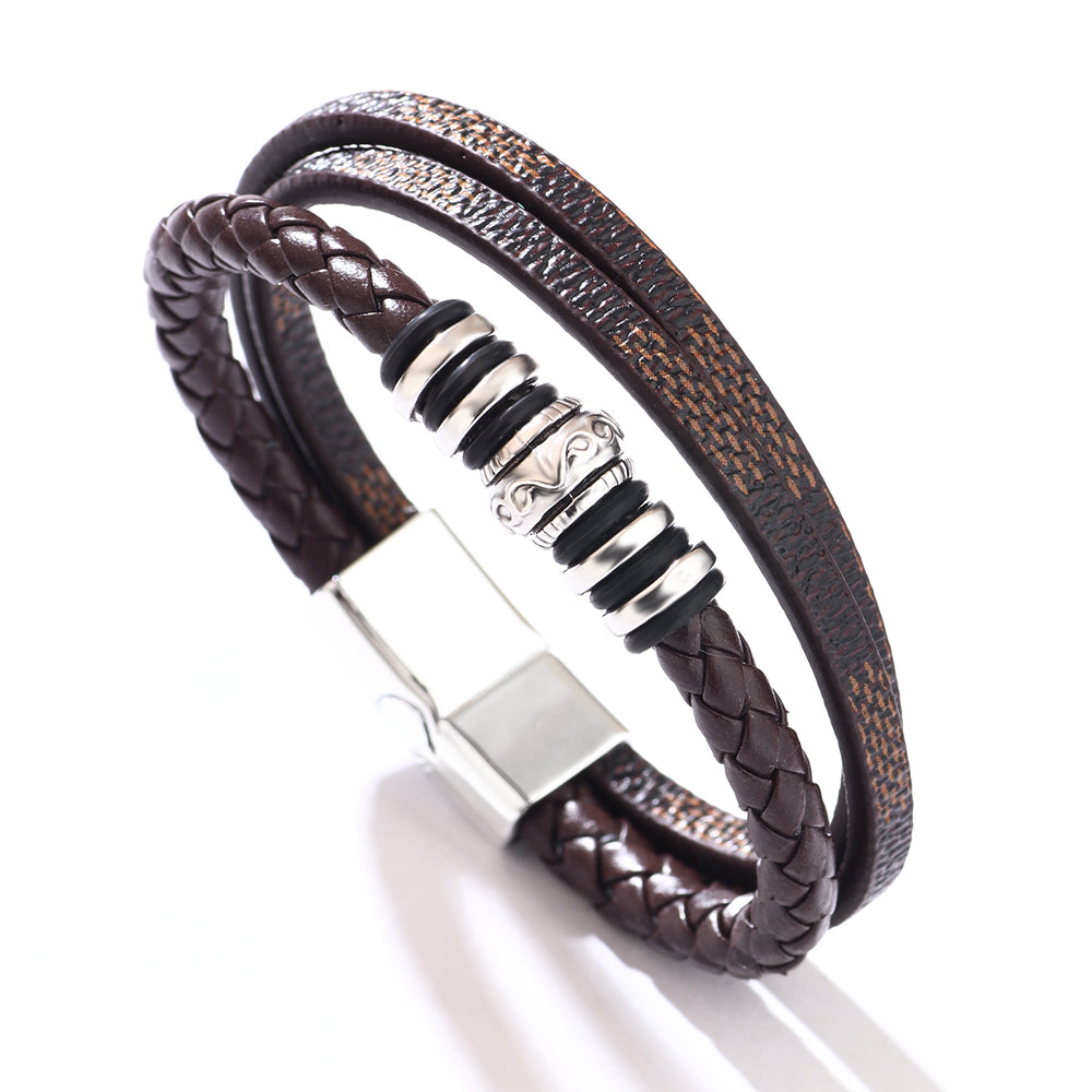 Pulsera Hombre Dijes Cuero Sintético